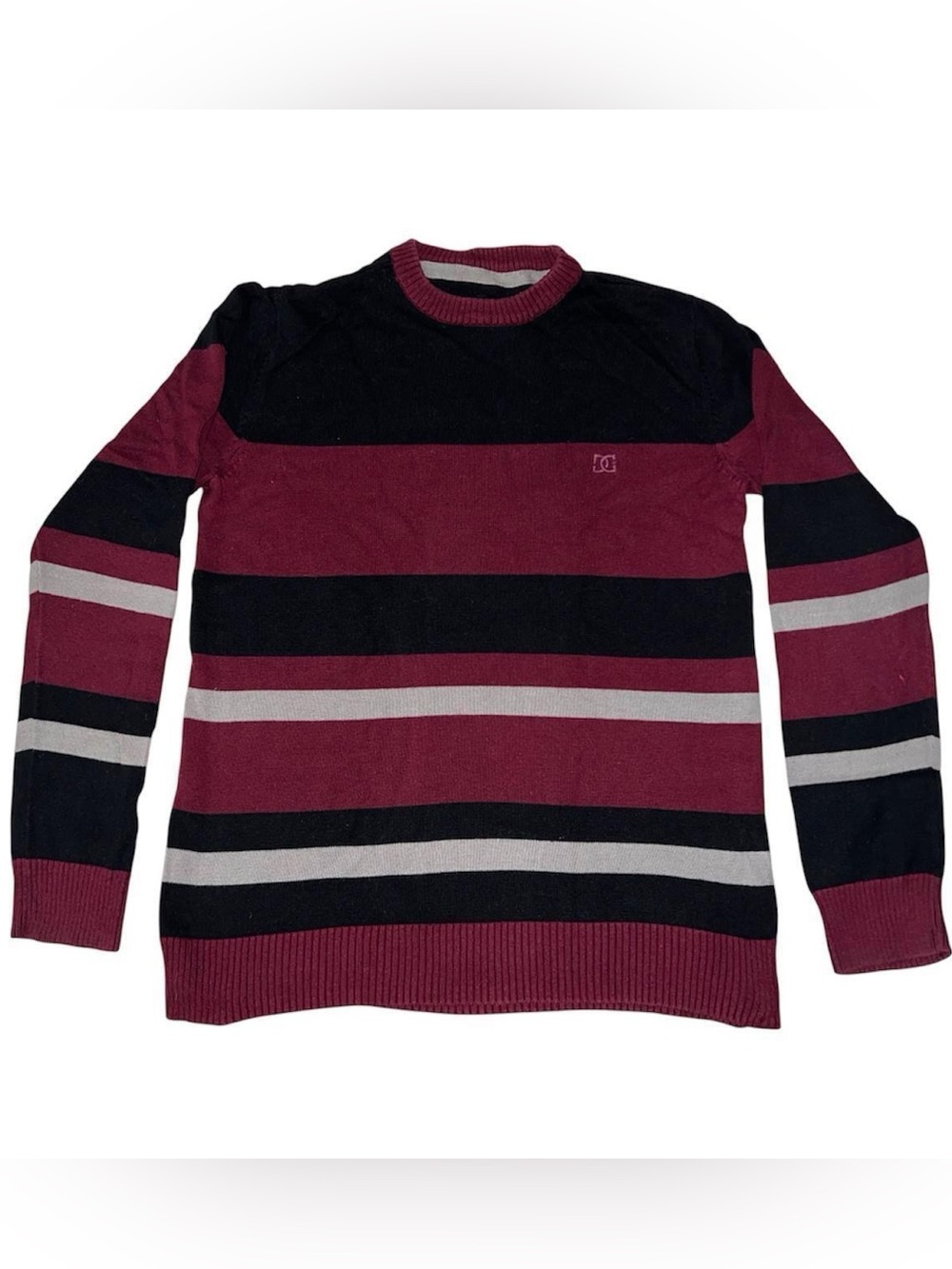 DC Shoes striped crewneck sweater.